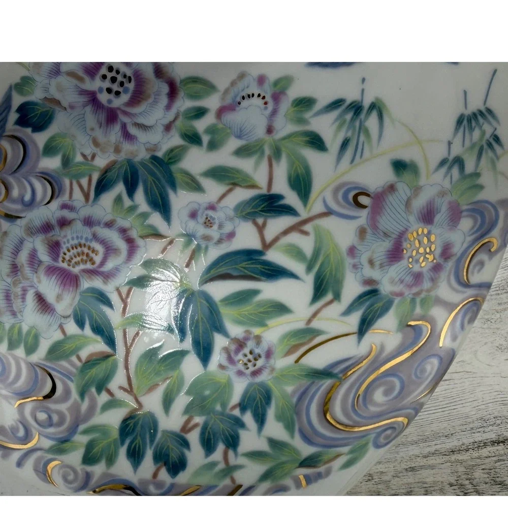 Impressions Vase White Floral Bird‎ Gold Gilt Porcelain Japan Vintage Macy's